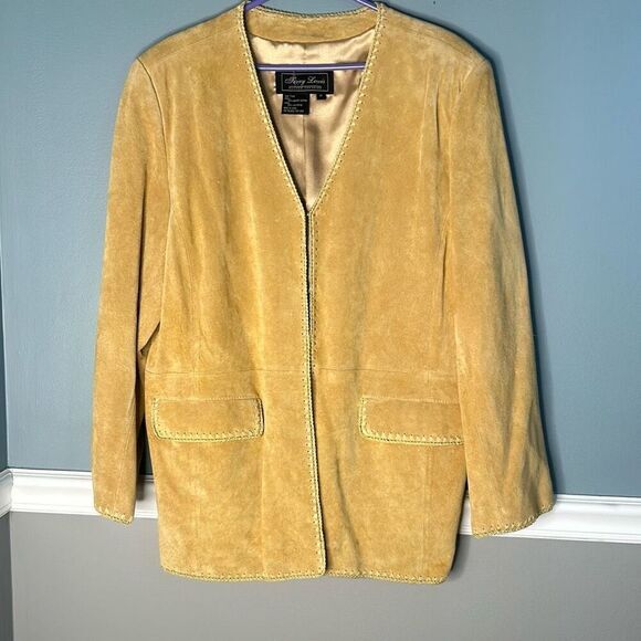 TERRY LEWIS CLASSIC Women's Tan Suede Jacket braided stitch trim boho‎ - Picture 1 of 10